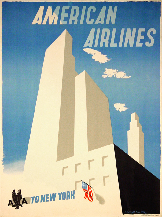 Edward McKnight Kauffer (1890-1954), Poster for American Airlines, mid 20th century, lithograph, 102 x 70 cm. Image courtesy The American Museum in Britain.